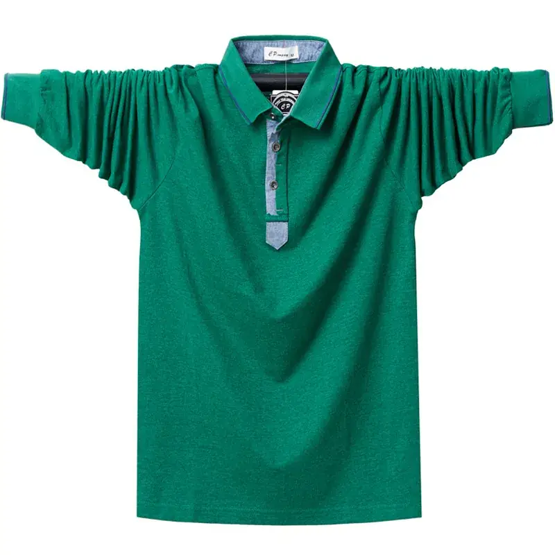 Plus Fat Long Sleeve Polo T-Shirt Pink Blue - Image 3