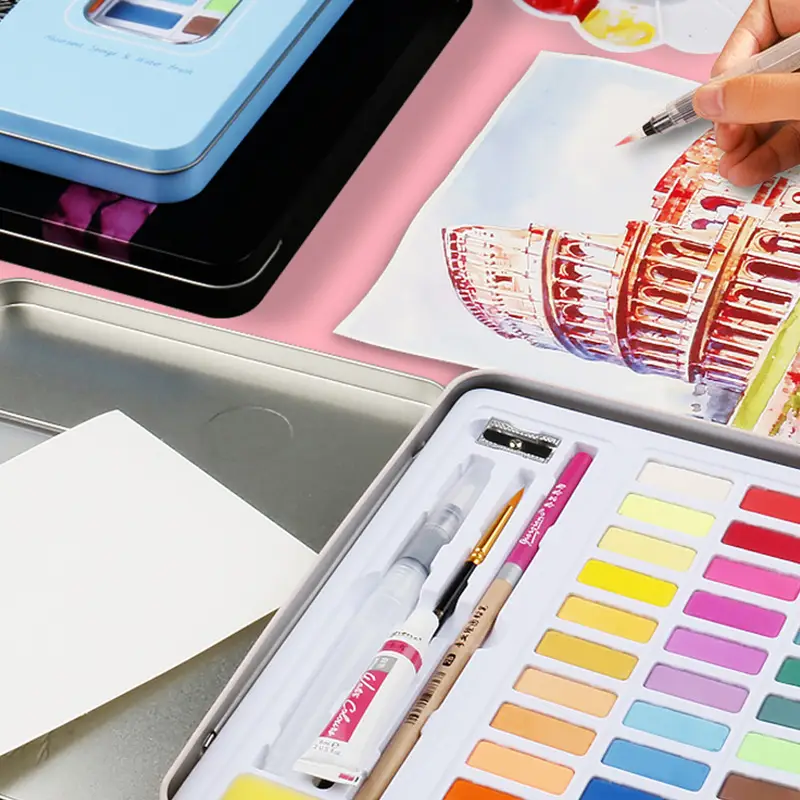 Giorgione solid watercolor paint 36 color/48 color iron boxed watercolor painting 9 set beginner hand painted watercolor
