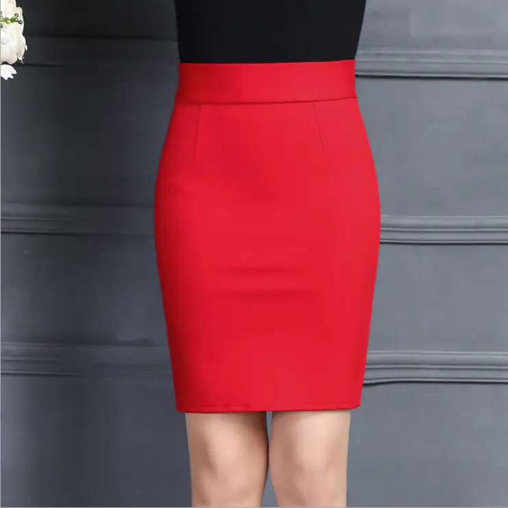 Red Slimming Pencil Skirt for Women