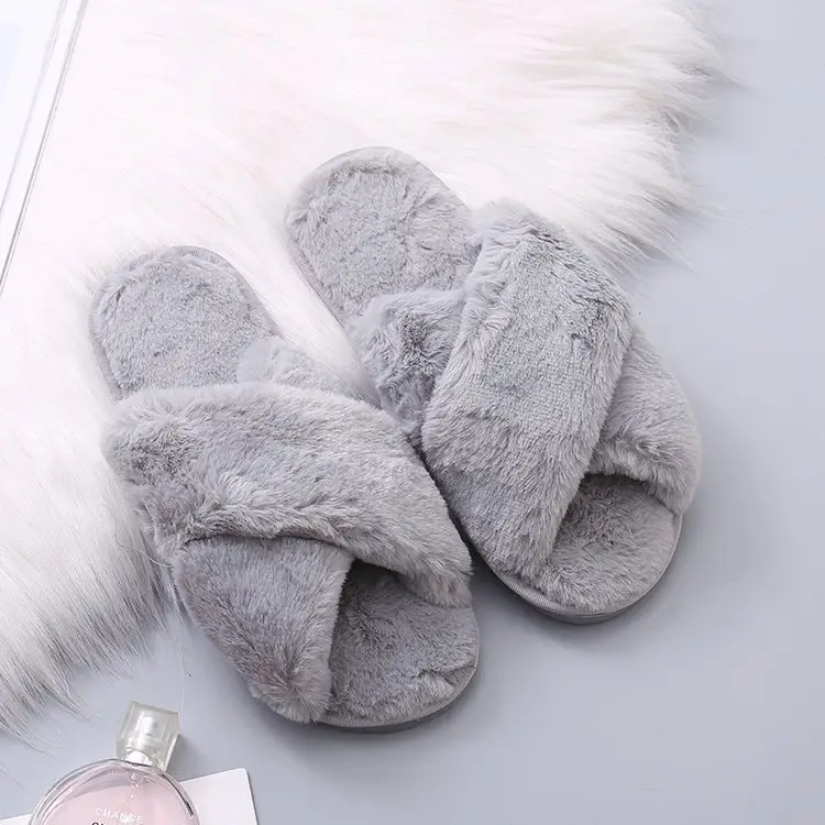 Mao Mao Cotton Slippers Women's 2020 Spring and Autumn New Women's Moon Flat Bottom Home Indoor and Outdoor Wear Plush Cotton Slippers