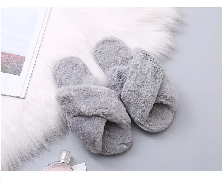 Mao Mao Cotton Slippers Women's 2020 Spring and Autumn New Women's Moon Flat Bottom Home Indoor and Outdoor Wear Plush Cotton Slippers — feature 12