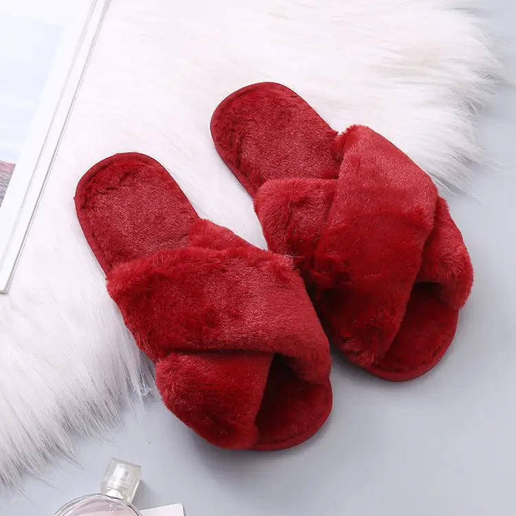 Mao Mao Cotton Slippers Women's 2020 Spring and Autumn New Women's Moon Flat Bottom Home Indoor and Outdoor Wear Plush Cotton Slippers