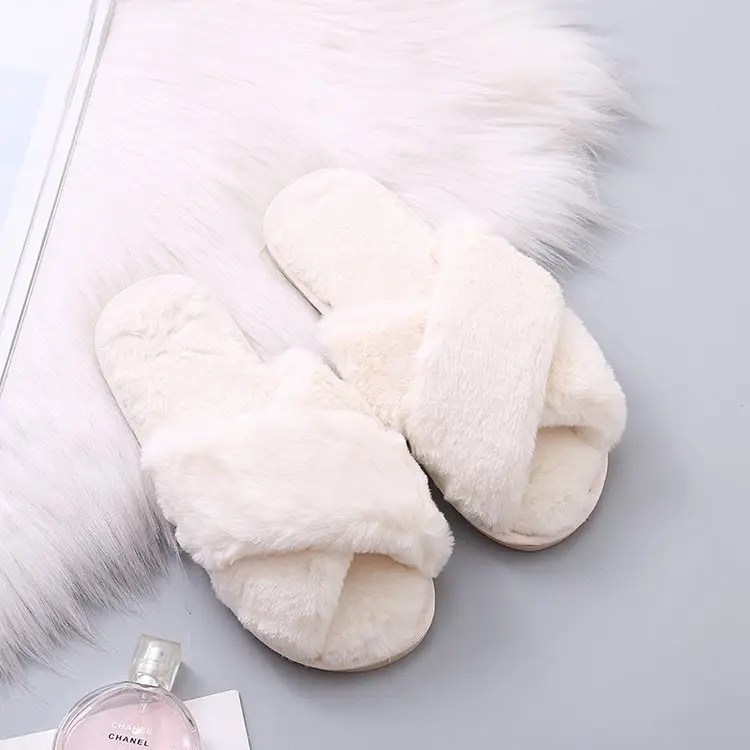 Mao Mao Cotton Slippers Women's 2020 Spring and Autumn New Women's Moon Flat Bottom Home Indoor and Outdoor Wear Plush Cotton Slippers