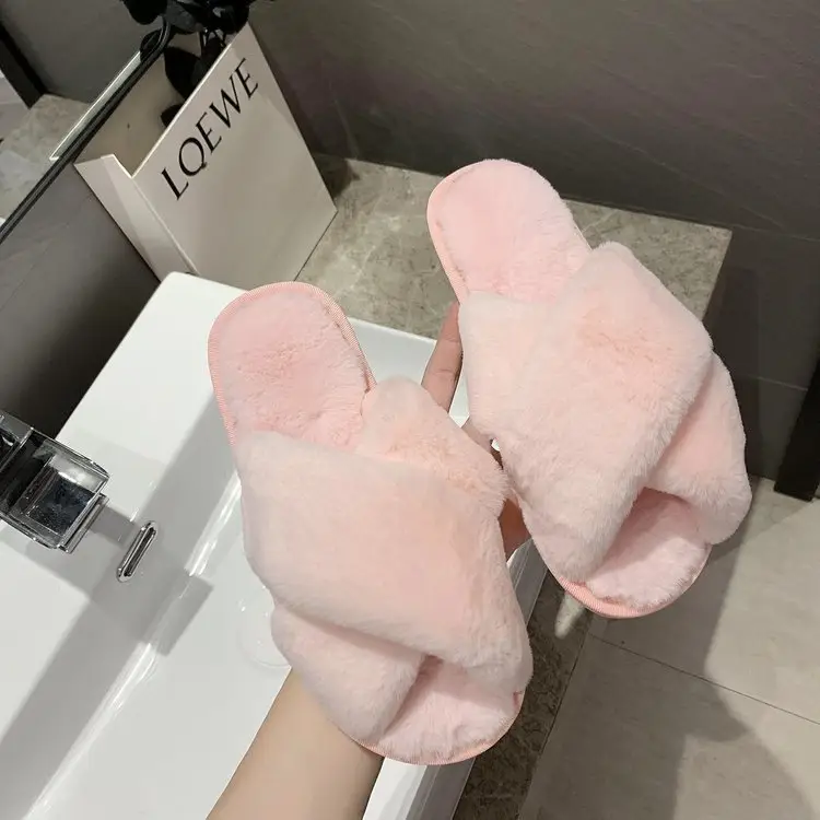 Mao Mao Cotton Slippers Women's 2020 Spring and Autumn New Women's Moon Flat Bottom Home Indoor and Outdoor Wear Plush Cotton Slippers