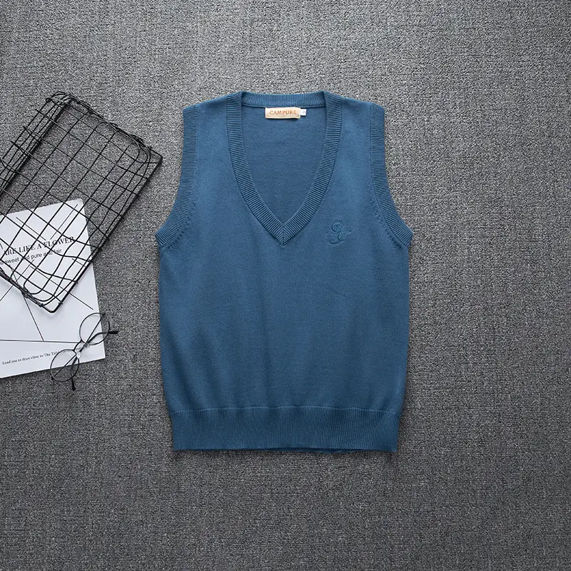 Men V-Neck Knitted Vest Medium Olive Green - Image 7