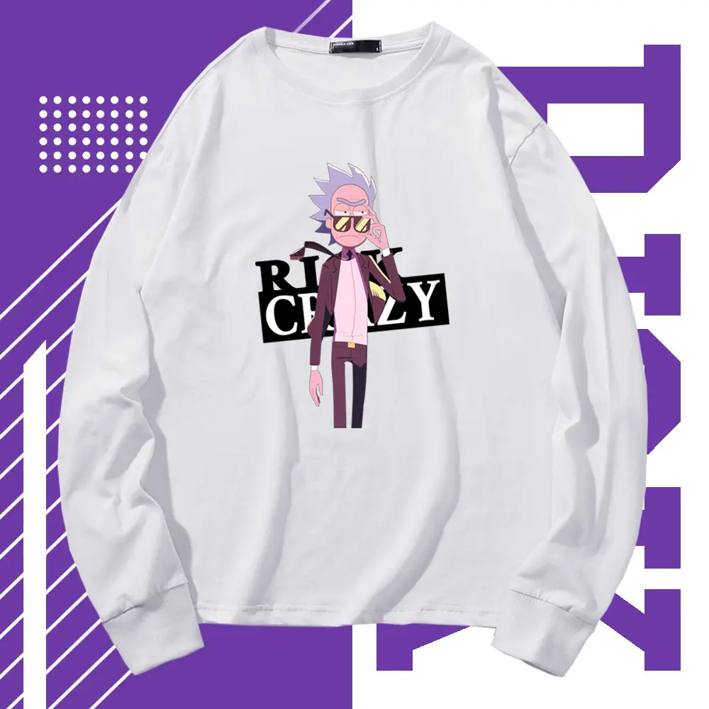 Rick Morty Long Sleeve Cartoon T-Shirt Black