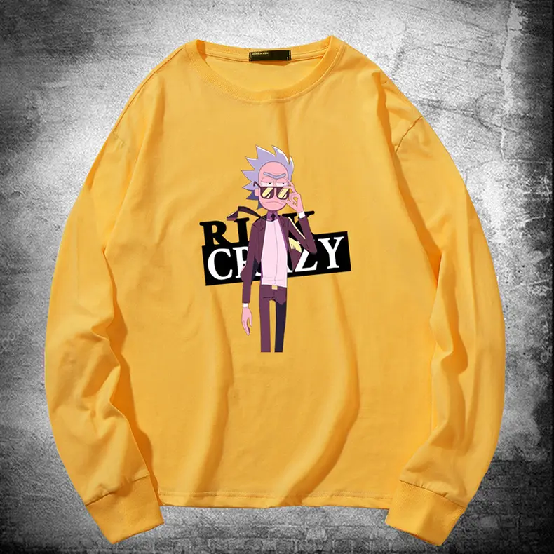 Rick Morty Long Sleeve Cartoon T-Shirt Black