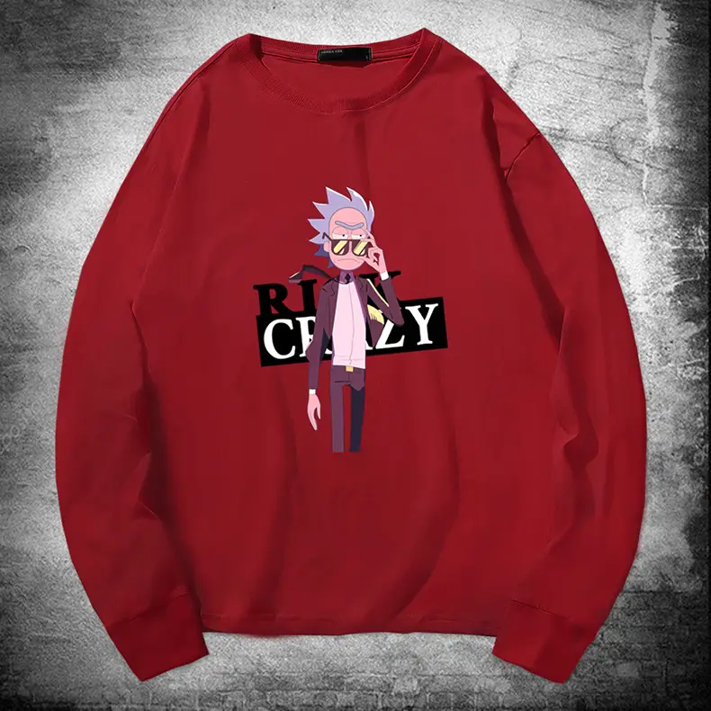 Rick Morty Long Sleeve Cartoon T-Shirt Black
