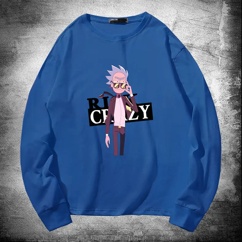 Rick Morty Long Sleeve Cartoon T-Shirt Black