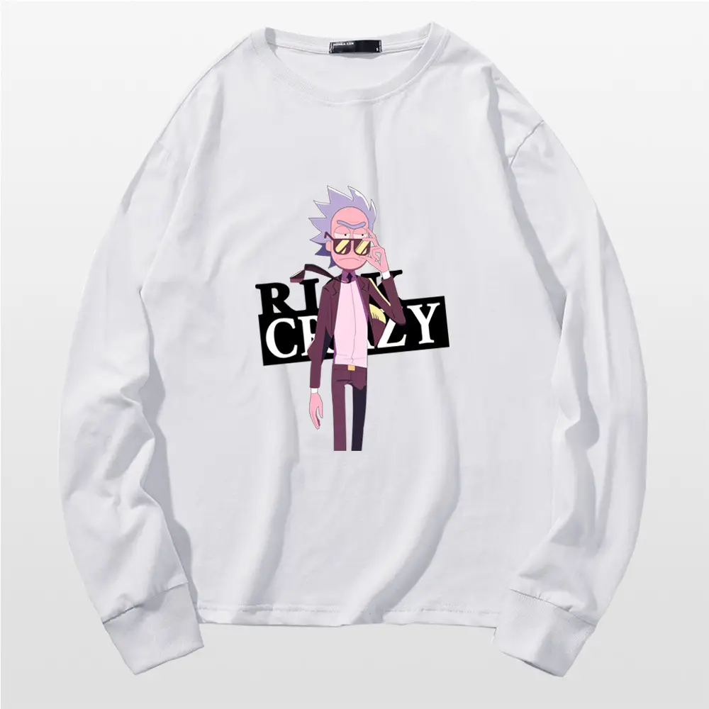 Rick Morty Long Sleeve Cartoon T-Shirt Black