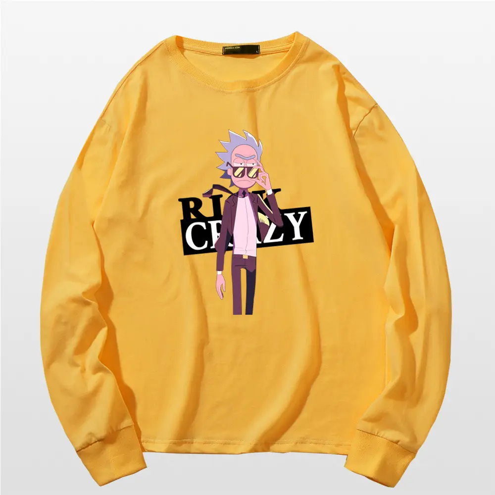 Rick Morty Long Sleeve Cartoon T-Shirt Black