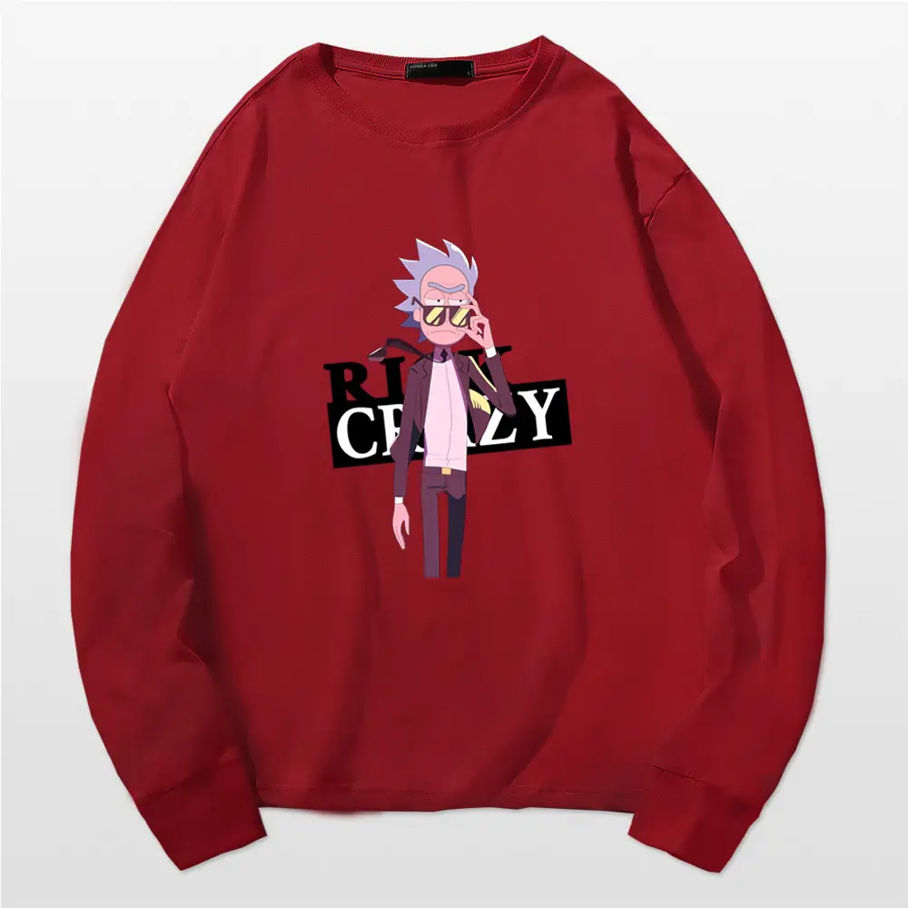 Rick Morty Long Sleeve Cartoon T-Shirt Black