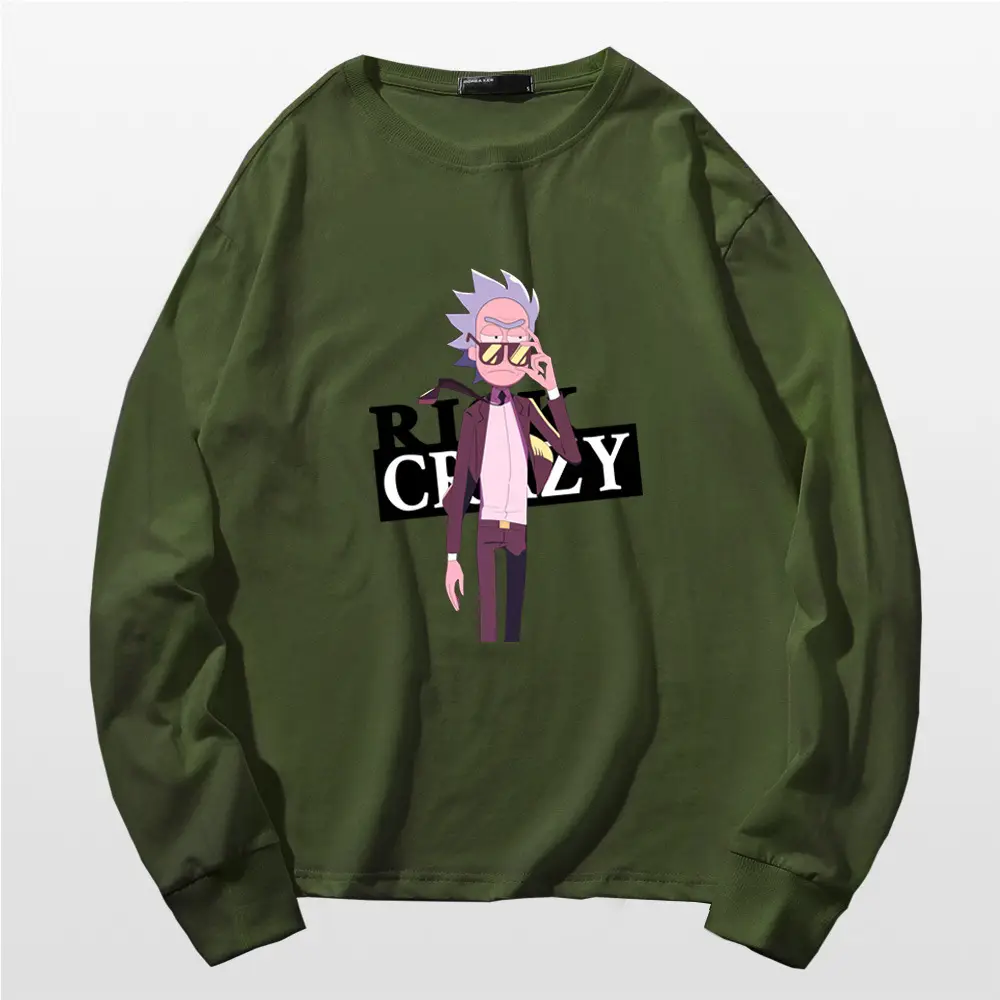 Rick Morty Long Sleeve Cartoon T-Shirt Black