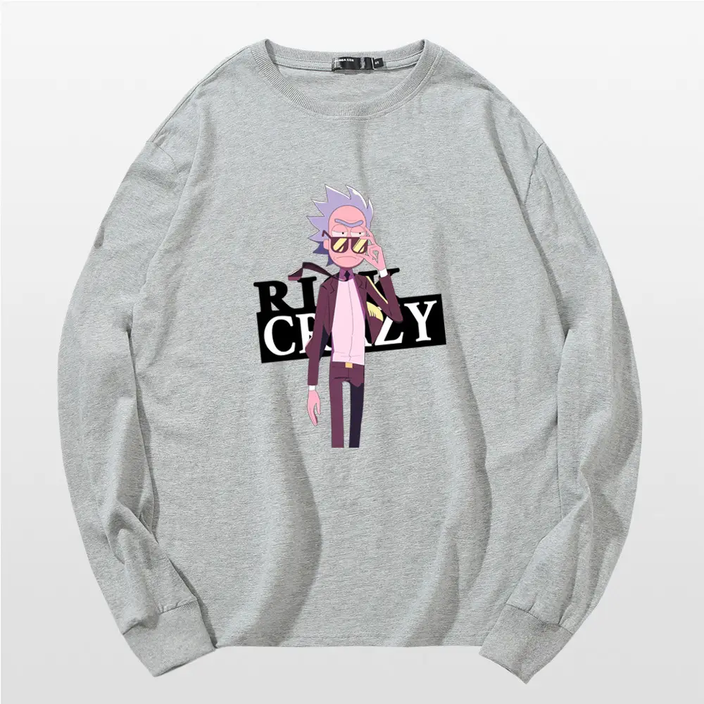 Rick Morty Long Sleeve Cartoon T-Shirt Black