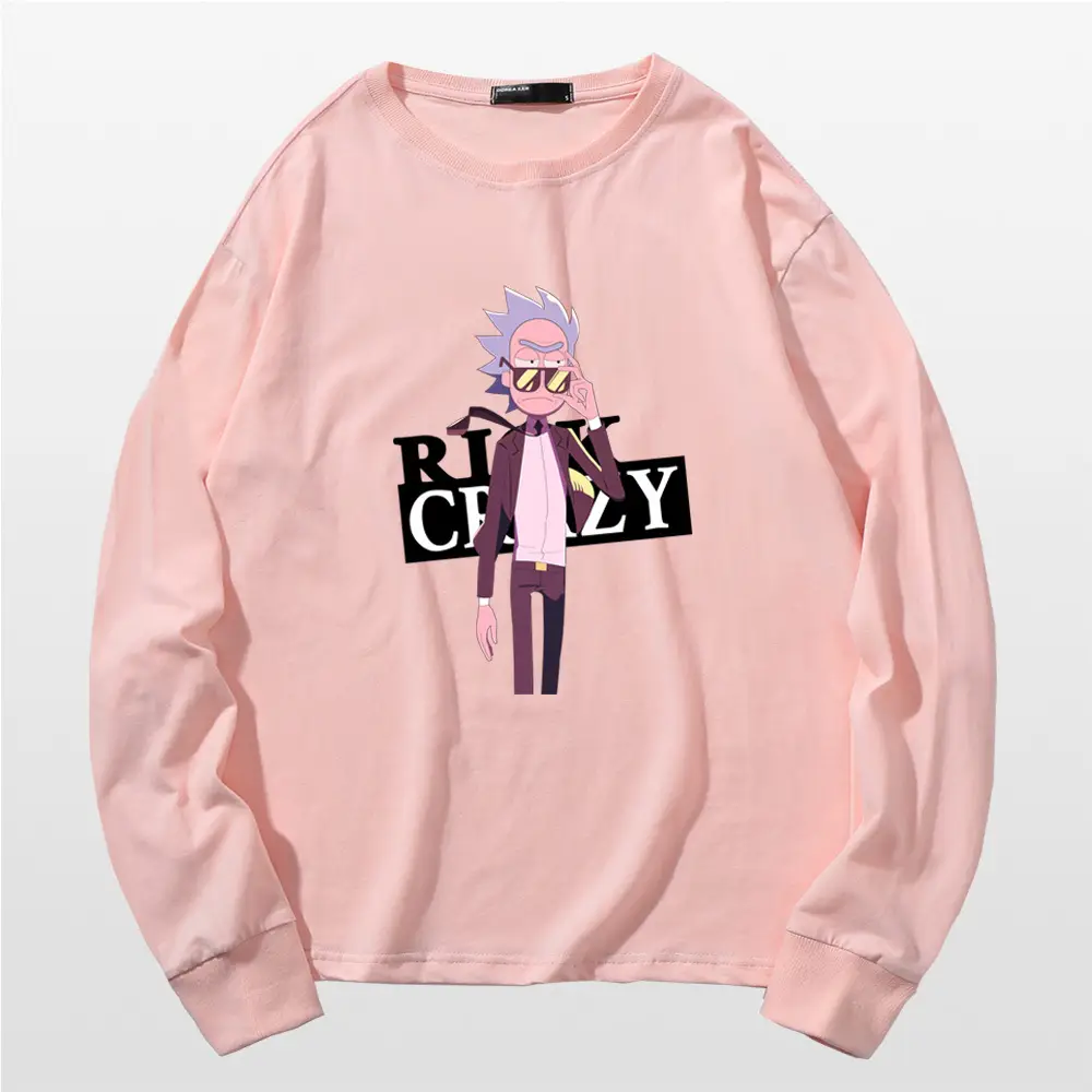 Rick Morty Long Sleeve Cartoon T-Shirt Black