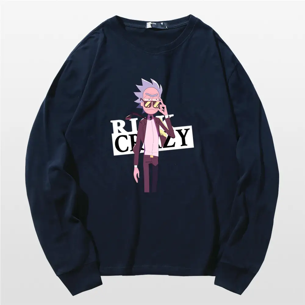 Rick Morty Long Sleeve Cartoon T-Shirt Black