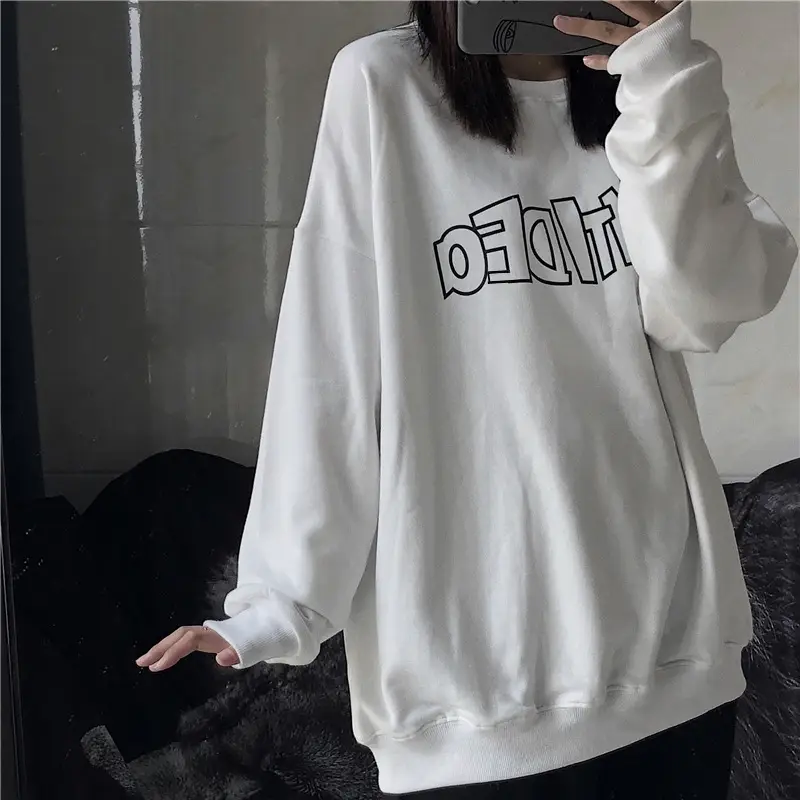 Women Black Graphic Sweatshirt Loose Fit - Image 6