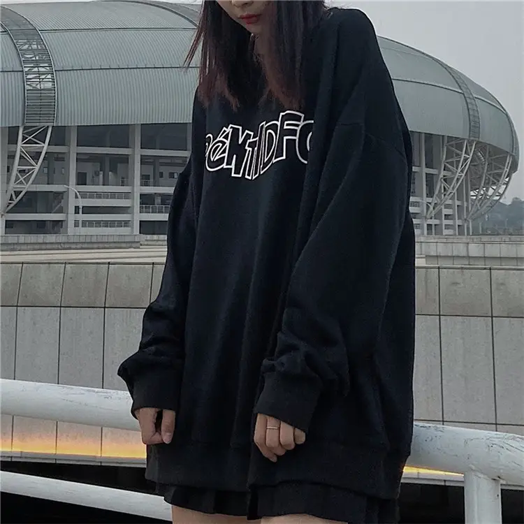 Women Black Graphic Sweatshirt Loose Fit — feature 11