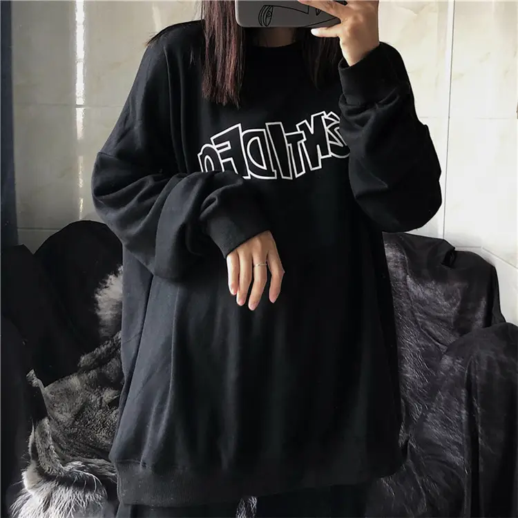Women Black Graphic Sweatshirt Loose Fit — feature 2