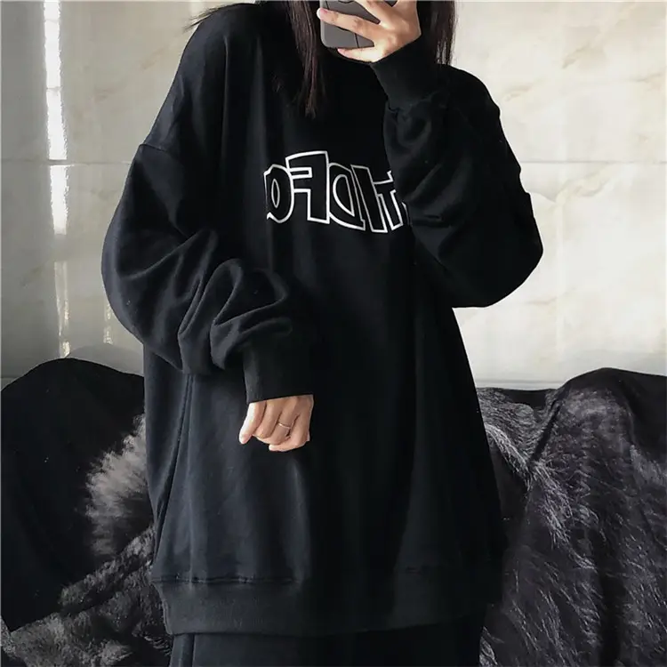 Women Black Graphic Sweatshirt Loose Fit — feature 3