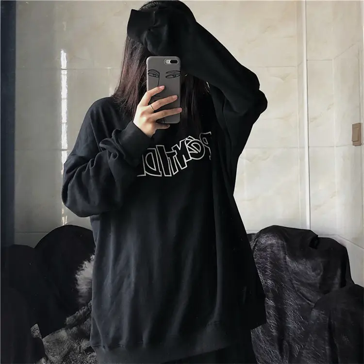 Women Black Graphic Sweatshirt Loose Fit — feature 6