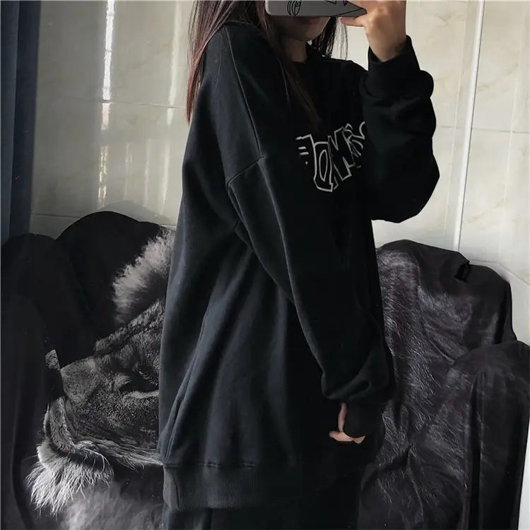 Women Black Graphic Sweatshirt Loose Fit — feature 7