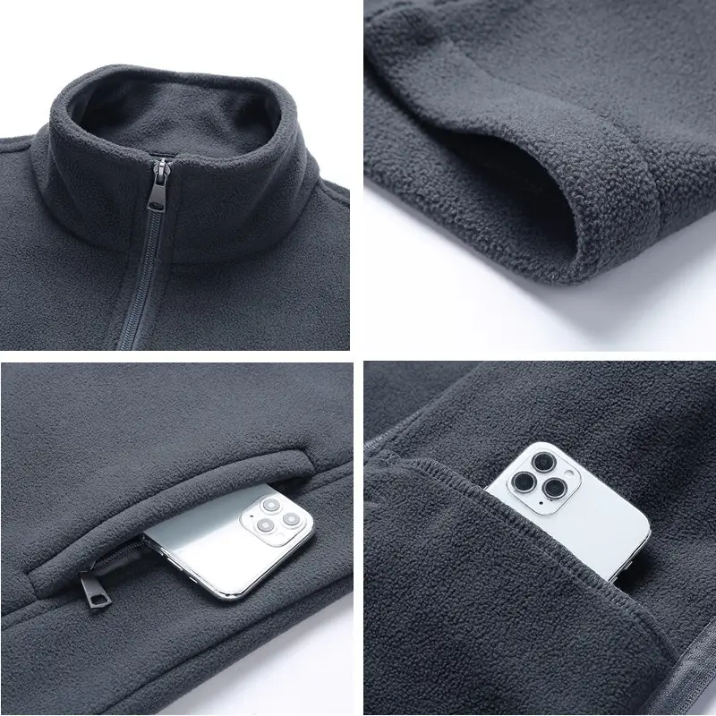 Men's 2023 Fleece Zipper Jacket Black - Image 8