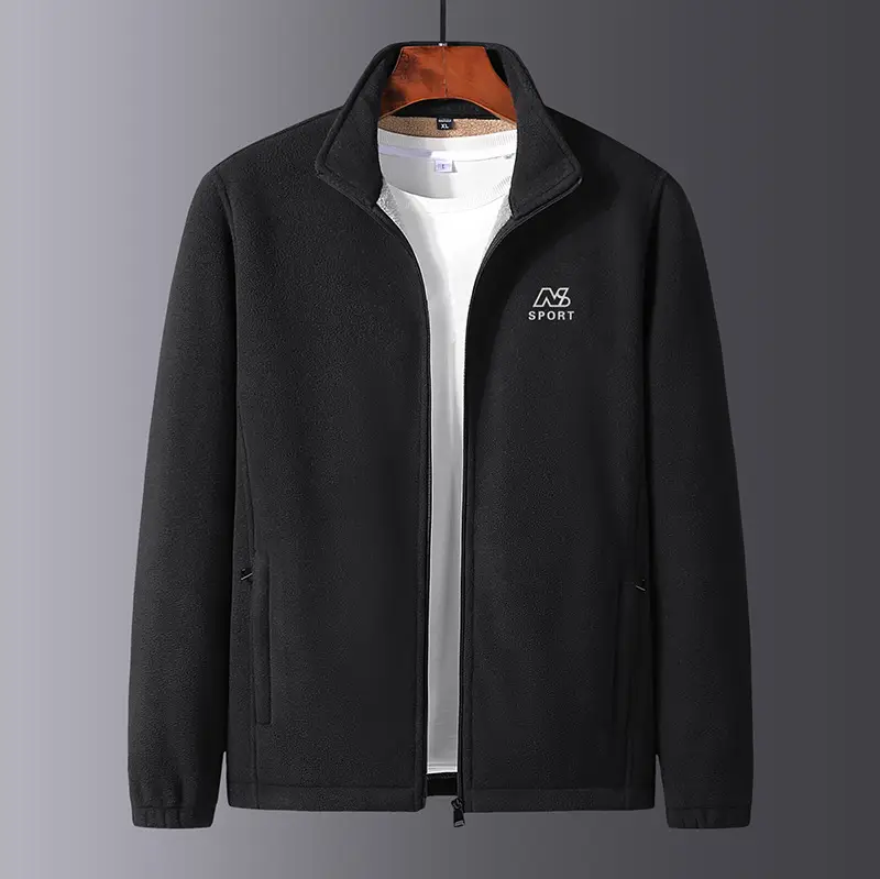 Men's 2023 Fleece Zipper Jacket Black - Image 2