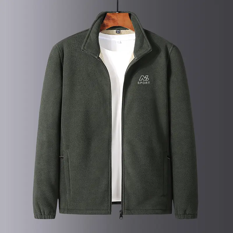 Men's 2023 Fleece Zipper Jacket Black - Image 4