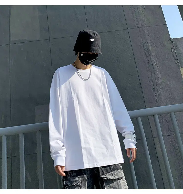 New Men Long Sleeve T-Shirt White Oversized Large - Image 4