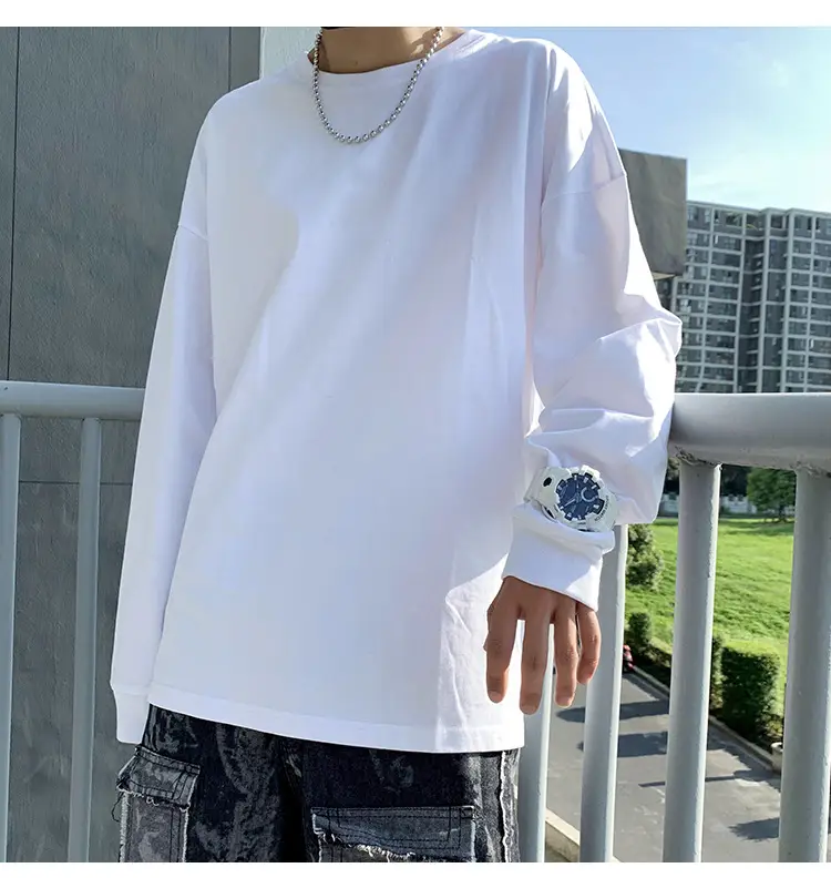 New Men Long Sleeve T-Shirt White Oversized Large - Image 5