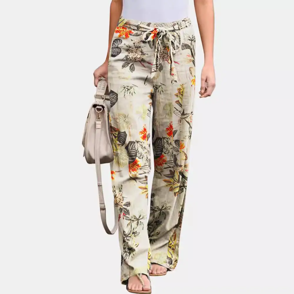 Women Floral Cotton Pants Elastic Waist Casual 2025 - Image 10