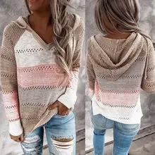 2021 Knitted Hooded Sweater Red White Beige Zipper — feature 27