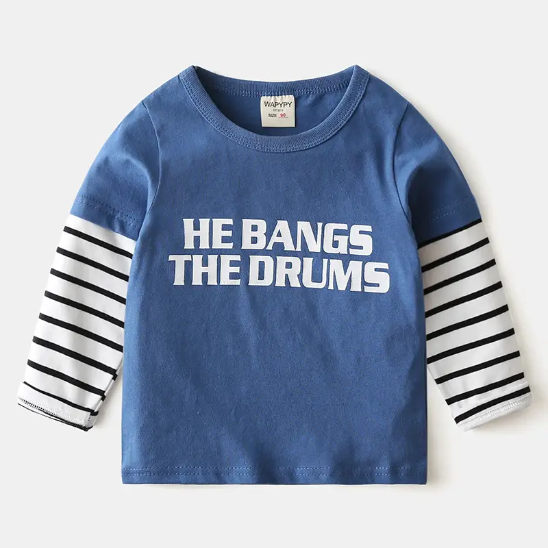White Kids Long Sleeve T-Shirt with "He Bangs The Drums" Print