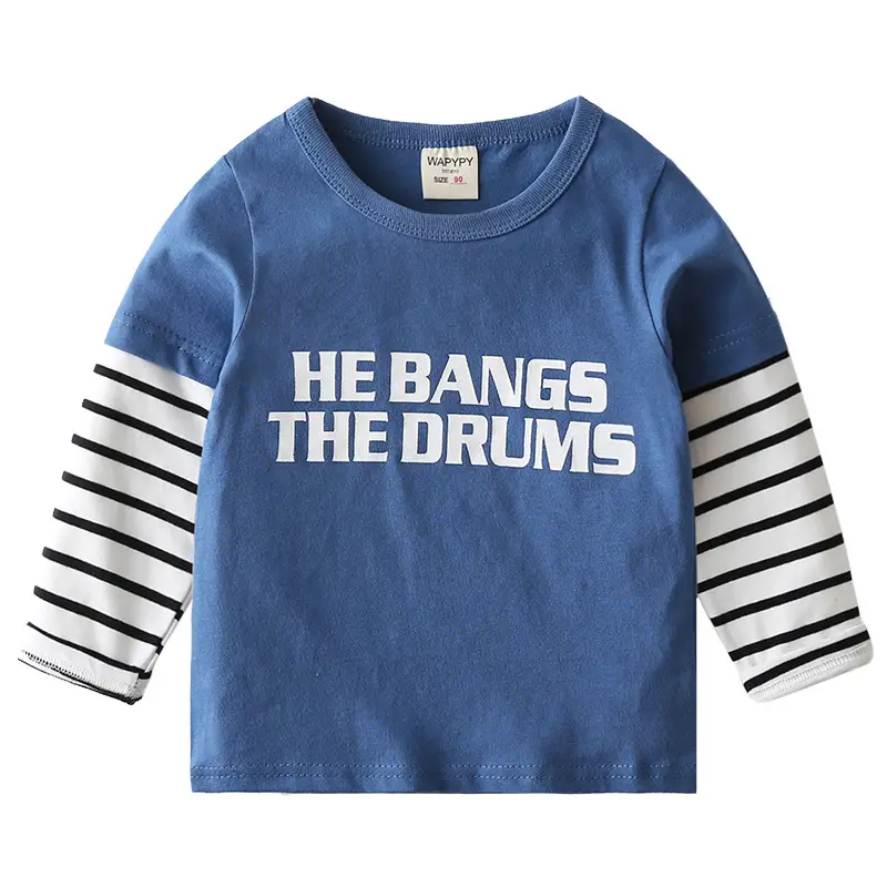 White Kids Long Sleeve T-Shirt with "He Bangs The Drums" Print