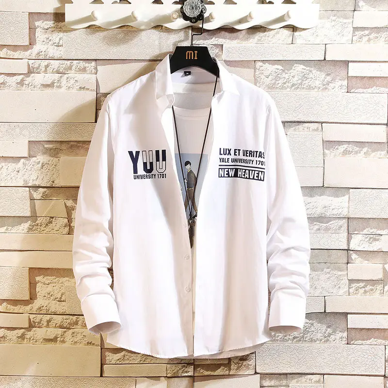 Men Printed Long Sleeve Jacket Light Blue Spring Autumn - Image 6