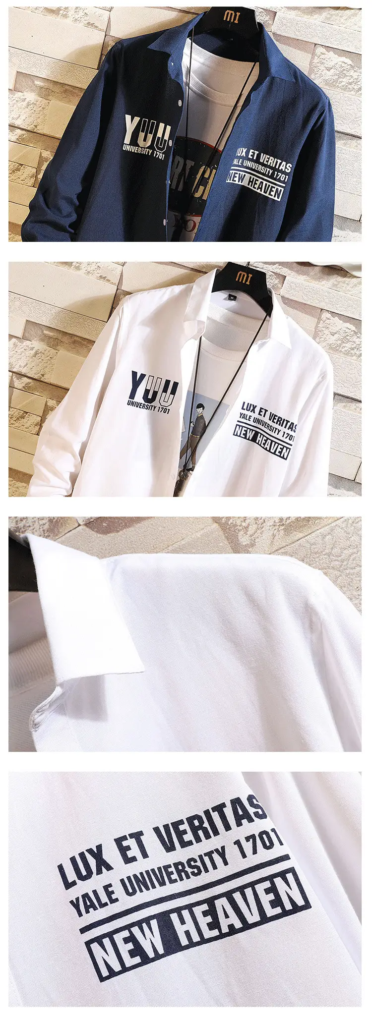 Men Printed Long Sleeve Jacket Light Blue Spring Autumn — feature 14