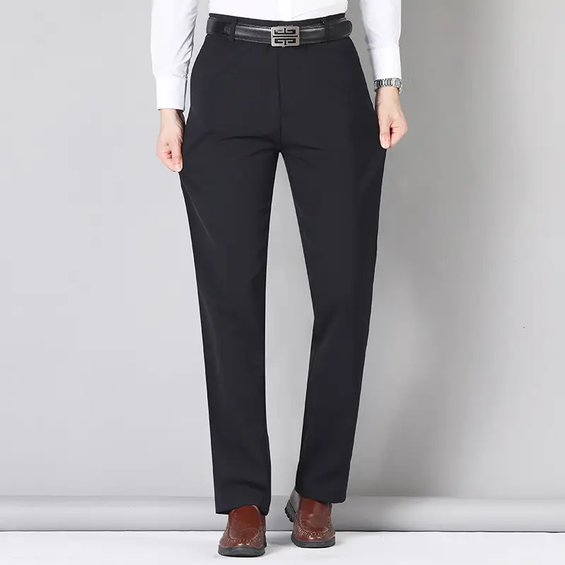 Black Slim Fit Dad Pants for Men Business Casual