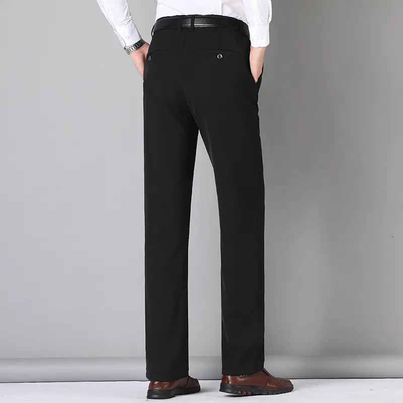 Black Slim Fit Dad Pants for Men Business Casual