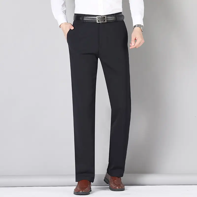 Black Slim Fit Dad Pants for Men Business Casual