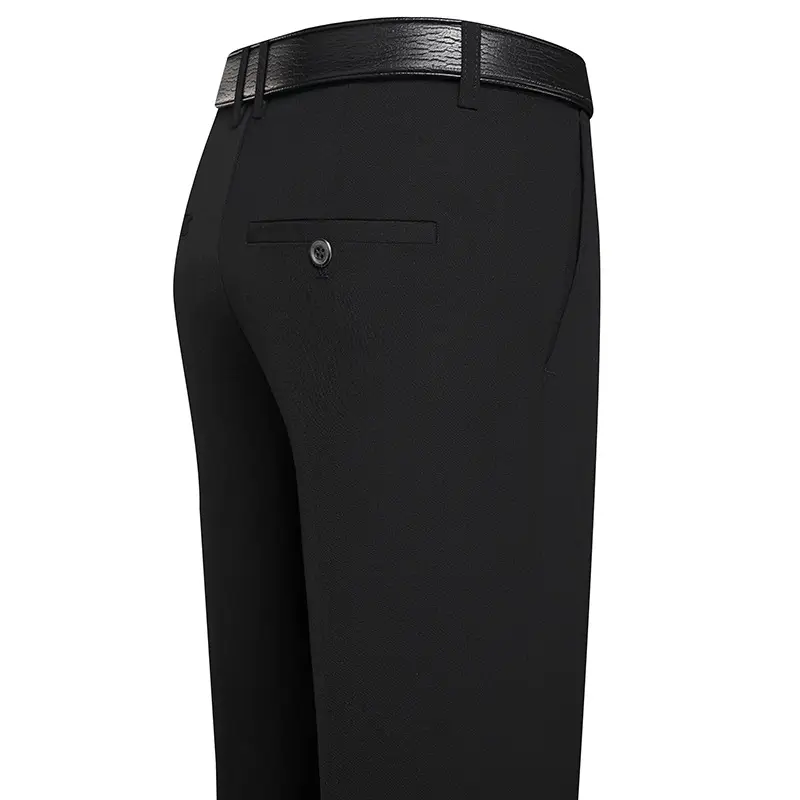 Black Slim Fit Dad Pants for Men Business Casual