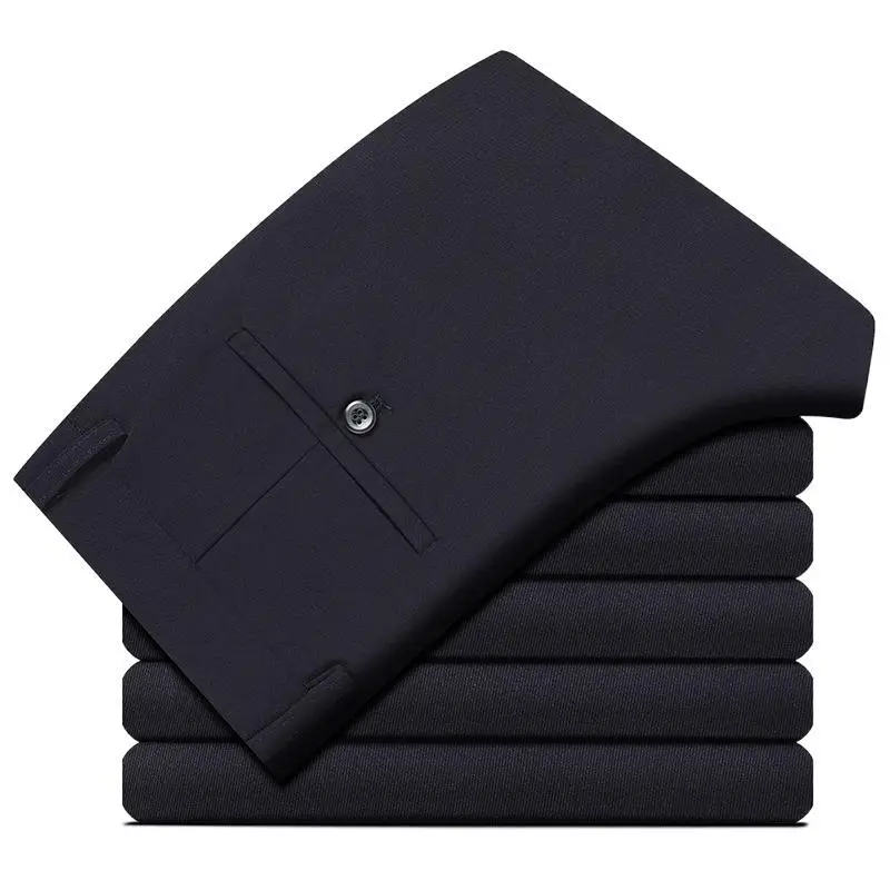 Black Slim Fit Dad Pants for Men Business Casual