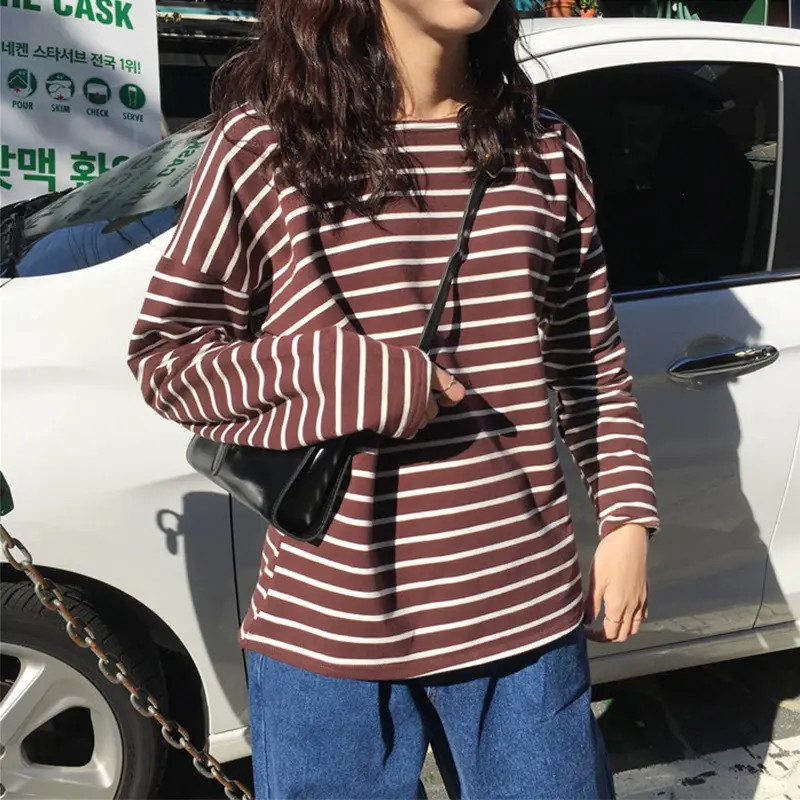 Women Striped Long Sleeve T-Shirt Autumn Winter 2020 - Image 5