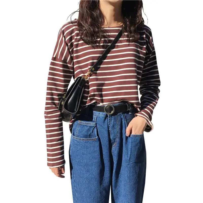 Women Striped Long Sleeve T-Shirt Autumn Winter 2020 - Image 6