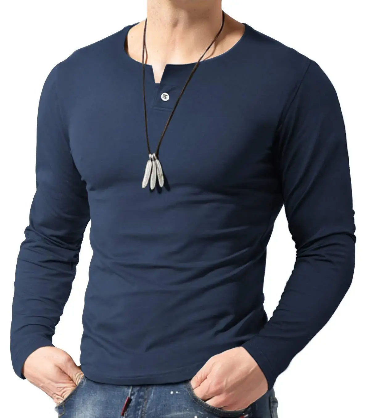 Men's Black Long Sleeve T-Shirt Large Size - Image 5