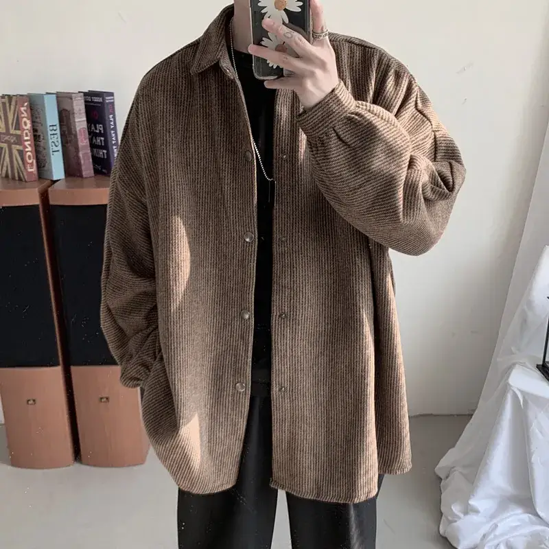 Men's Loose Fit Brown Korean Style Jacket