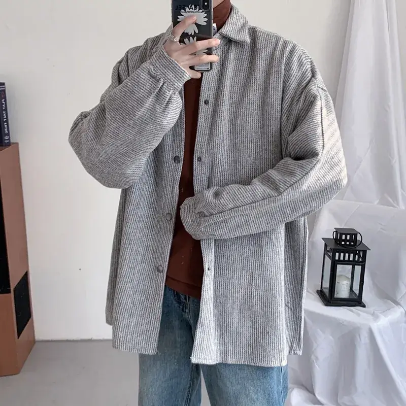 Men's Loose Fit Brown Korean Style Jacket