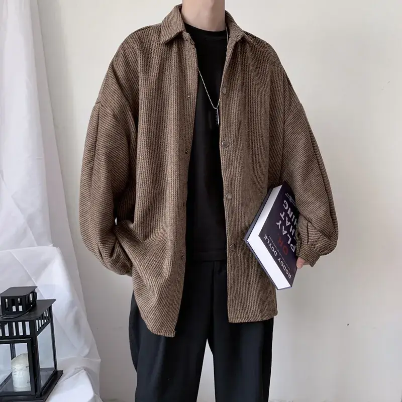 Men's Loose Fit Brown Korean Style Jacket
