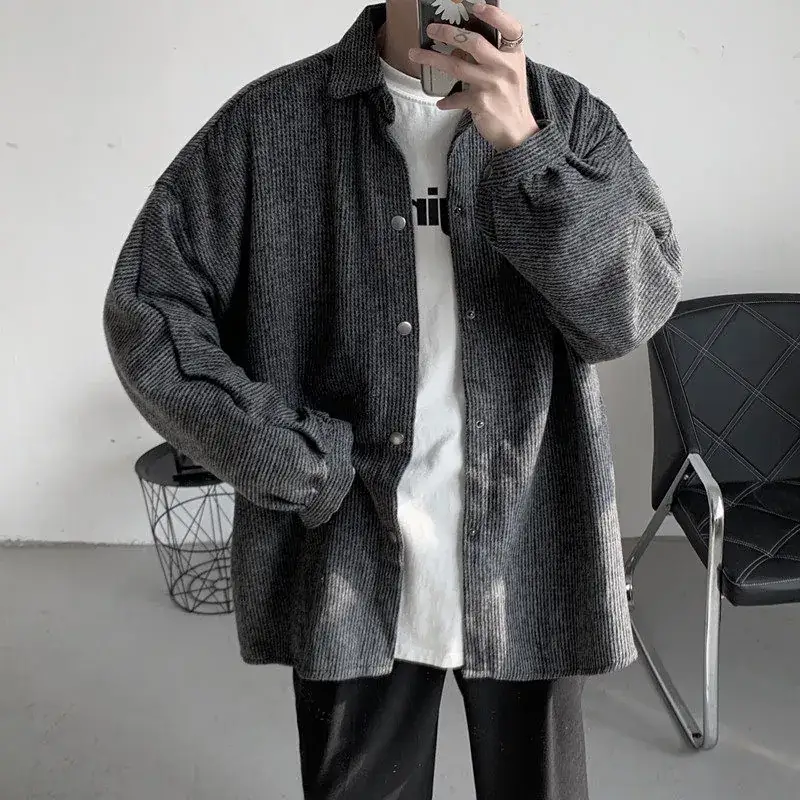 Men's Loose Fit Brown Korean Style Jacket