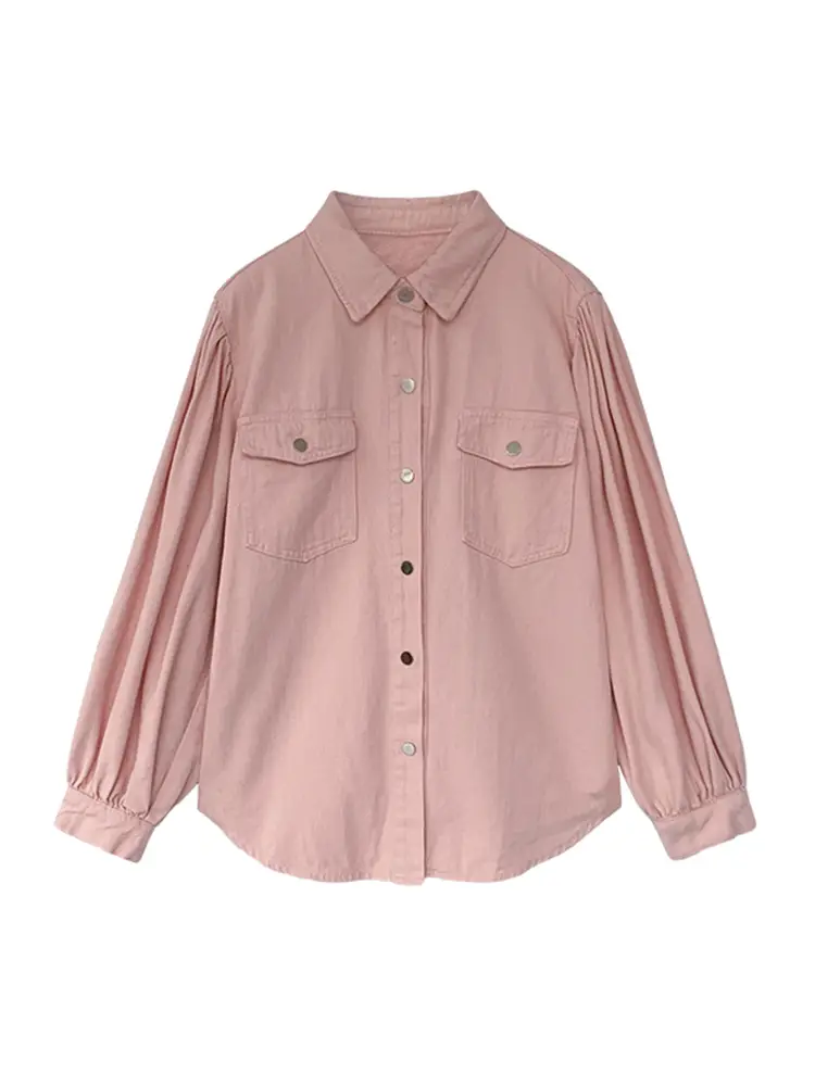 Women Grey Button-Down Shirt 2021 Spring New — feature 2